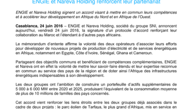 ENGIE et Nareva Holding renforcent leur partenariat
