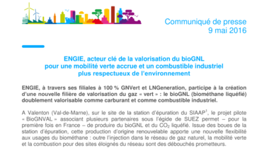 ENGIE, acteur clé de la valorisation du bioGNL pour une mobilité verte accrue et un combustible industriel plus respectueux de l’environnement