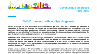 ENGIE : une nouvelle équipe dirigeante