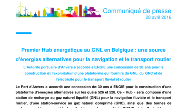 Premier Hub énergétique au GNL en Belgique : une source d’énergies alternatives pour la navigation et le transport routier