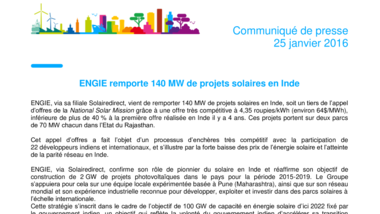ENGIE remporte 140 MW de projets solaires en Inde