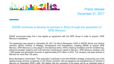 ENGIE continues to develop its services in Africa through the acquisition of SPIE Morocco