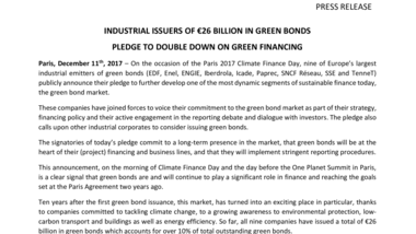 Industrial issuers of €26 billion in Green bonds pledge to double down on green financing