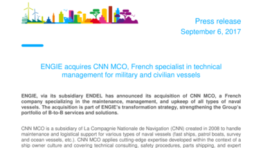 ENGIE acquires CNN MCO, French specialist in technical management for military and civilian vessels