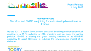 Alternative Fuels - Carrefour and ENGIE are joining forces to develop biomethane in France
