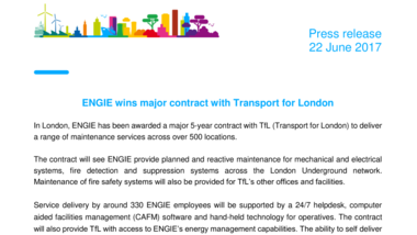 ENGIE wins major contract with Transport for London