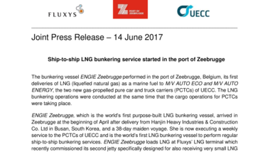 Ship-to-ship LNG bunkering service started in the port of Zeebrugge