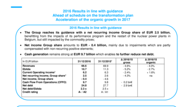 2016 Results in line with guidance