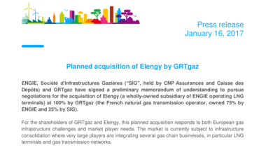 Planned acquisition of Elengy by GRTgaz