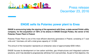 ENGIE sells its Polaniec power plant to Enea
