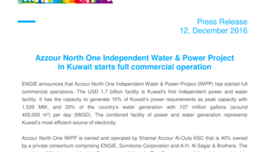 Azzour North One Independent Water & Power Project in Kuwait starts full commercial operation