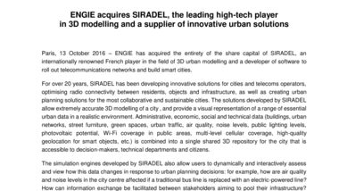 ENGIE acquires SIRADEL, the leading high-tech player in 3D modelling and a supplier of innovative urban solutions