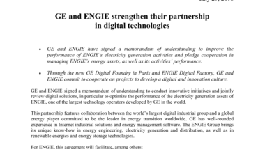GE and ENGIE strengthen their partnership in digital technologies