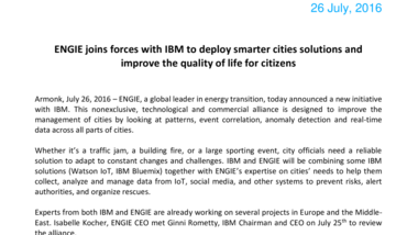 ENGIE joins forces with IBM to deploy smarter cities solutions and improve the quality of life for citizens