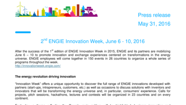 2nd ENGIE Innovation Week, June 6 - 10, 2016