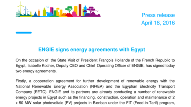 ENGIE signs energy agreements with Egypt