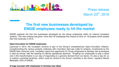 The first new businesses developed by ENGIE employees ready to hit the market