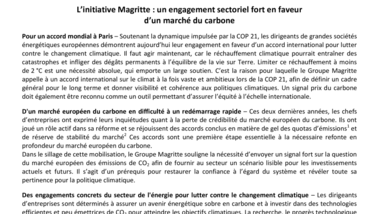 L’initiative Magritte : un engagement sectoriel fort en faveur d’un marché du carbone