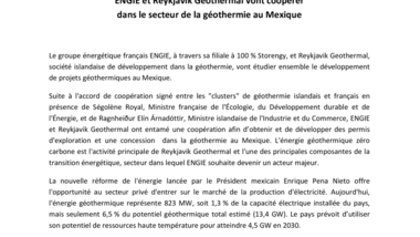 ENGIE et Reykjavik Geothermal vont coopérer dans le secteur de la géothermie au Mexique