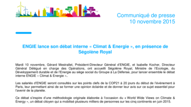 ENGIE lance son débat interne «Climat & Energie», en présence de Ségolène Royal