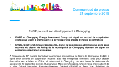 ENGIE poursuit son développement à Chongqing