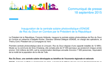 Inauguration de la centrale solaire photovoltaïque d’ENGIE de Roc du Doun en Corrèze par le Président de la République