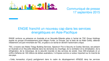 ENGIE franchit un nouveau cap dans les services énergétiques en Asie-Pacifique