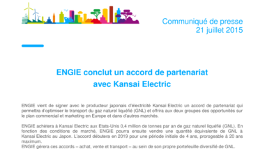 ENGIE conclut un accord de partenariat avec Kansai Electric