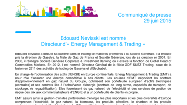 Edouard Neviaski est nommé Directeur d’«Energy Management & Trading»