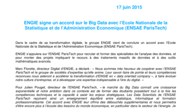 ENGIE signe un accord sur le Big Data avec l’Ecole Nationale de la Statistique et de l’Administration Economique (ENSAE ParisTech)