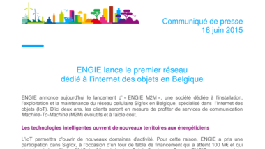 ENGIE lance le premier réseau dédié à l’Internet des objets en Belgique