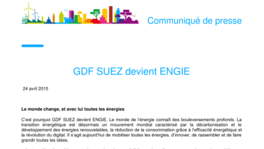 GDF SUEZ devient ENGIE