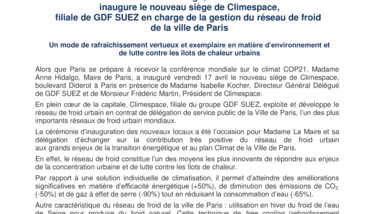 Madame Anne Hidalgo, Maire de Paris inaugure le nouveau siège de Climespace, filiale de GDF SUEZ en charge de la gestion du réseau de froid de la ville de Paris