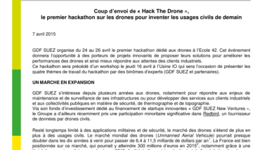 Coup d’envoi de «Hack The Drone», le premier hackathon sur les drones pour inventer les usages civils de demain