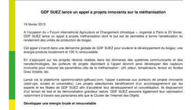 GDF SUEZ lance un appel à projets innovants sur la méthanisation