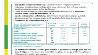 Résultats semestriels 2014