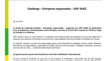 Challenge «Entreprise responsable» GDF SUEZ