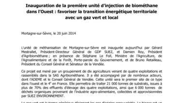 Inauguration de la première unité d’injection de biométhane dans l’Ouest : favoriser la transition énergétique territoriale avec un gaz vert et local