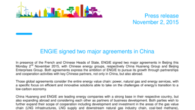ENGIE signed two major agreements in China