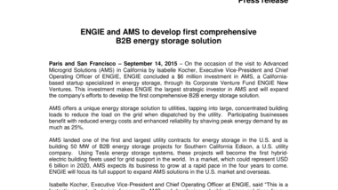 ENGIE and AMS to develop first comprehensive B2B energy storage solution