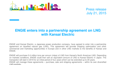 ENGIE enters into a partnership agreement on LNG with Kansai Electric