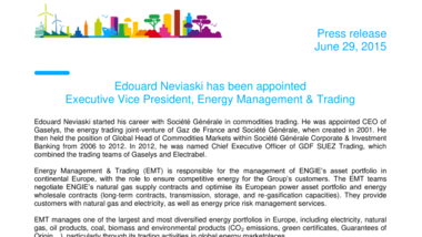 Edouard Neviaski has been appointed Executive Vice President, Energy Management & Trading