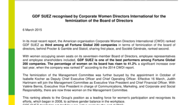 ENGIE recognised by Corporate Women Directors International for the feminization of the Board of Directors
