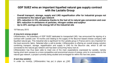 GDF SUEZ wins an important liquefied natural gas supply contract with the Lactalis Group