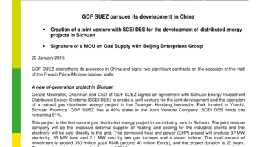 GDF SUEZ pursues its development in China