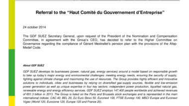 Referral to the Haut Comité du Gouvernement d’Entreprise