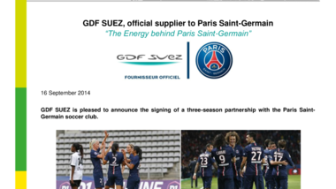 GDF SUEZ is pleased to announce the signing of a three-season partnership with the Paris Saint-Germain soccer club