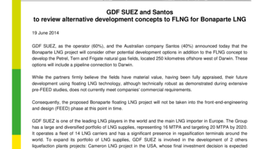 GDF SUEZ and Santos to review alternative development concepts to FLNG for Bonaparte LNG