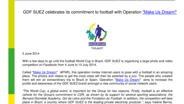 GDF SUEZ celebrates its commitment to football with Operation "Make Us Dream!"