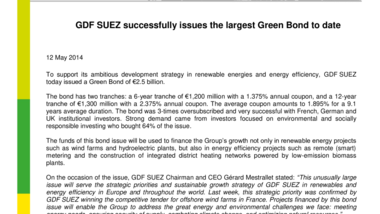 GDF SUEZ successfully issues the largest Green Bond to date